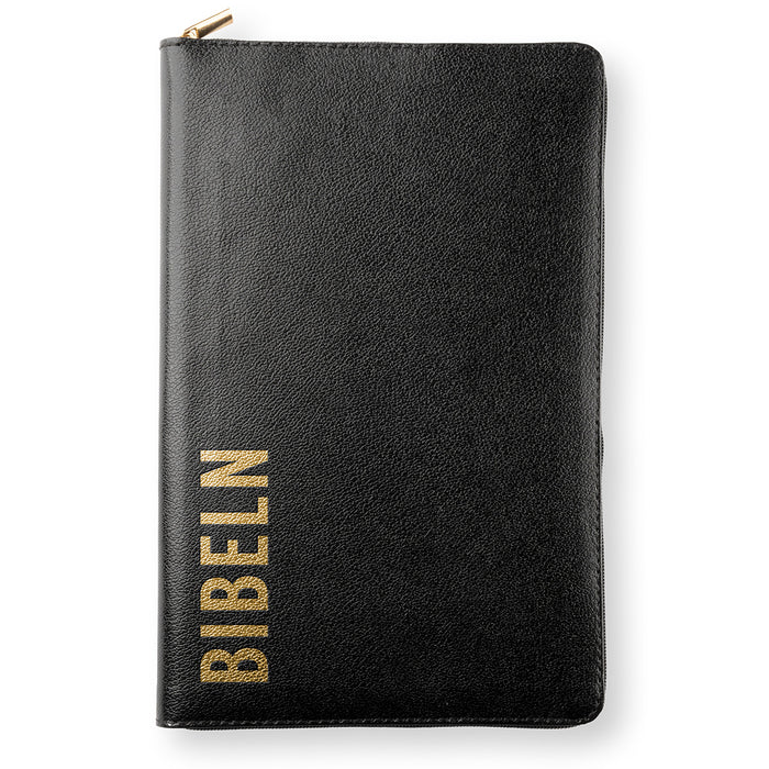 Bibel 2026, slim, bonded leather, svart, dragkedja, guldsnitt
