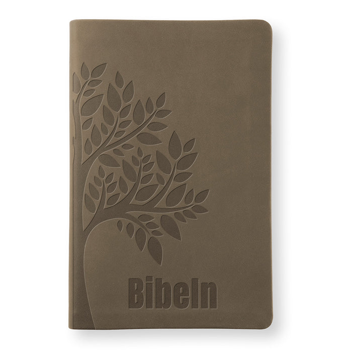 Bibel 2026, slim, konstskinn, brun, silversnitt