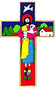 Den gode herden, handmålat kors